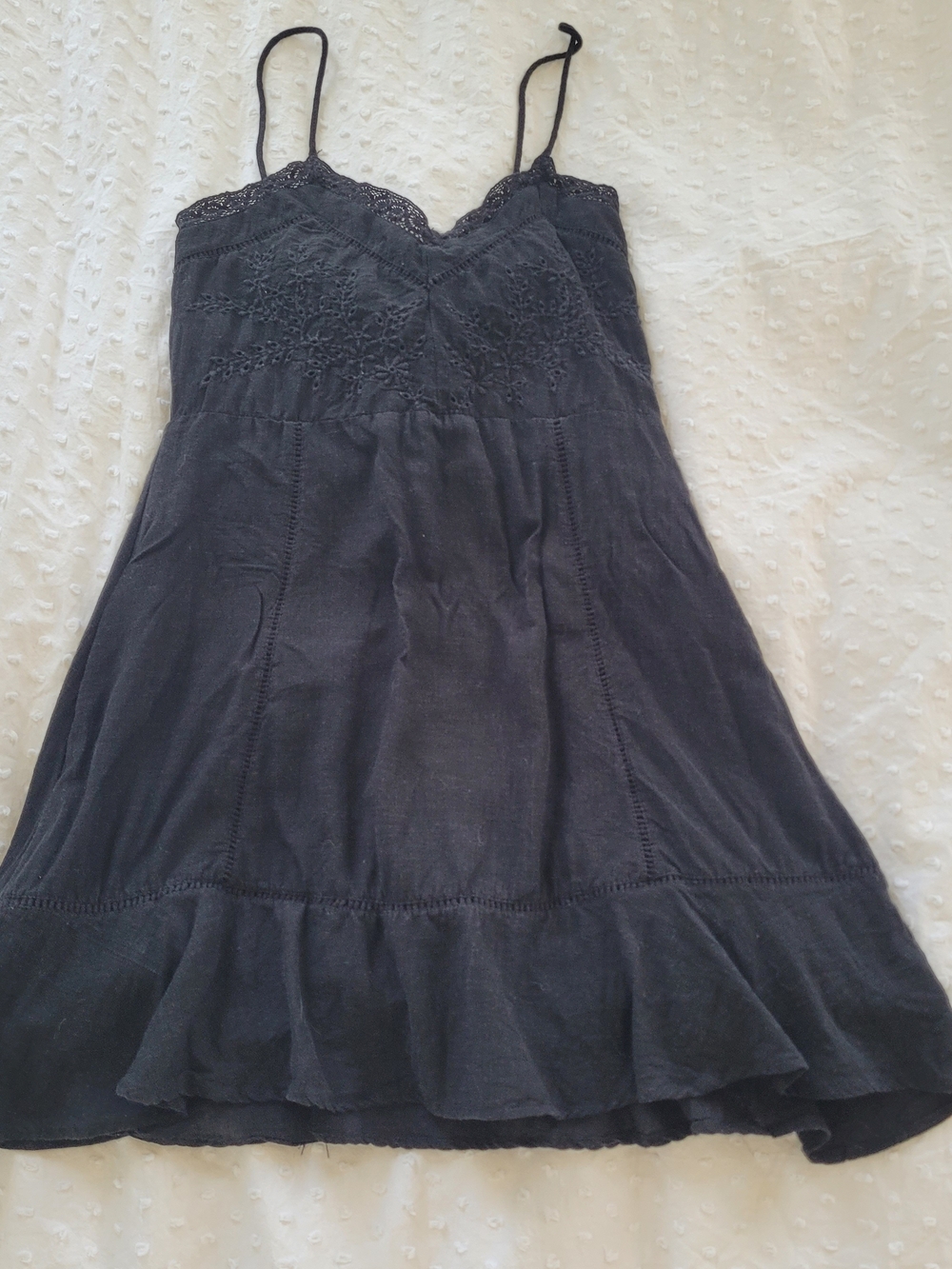 Zara Black Lace-Trim Spaghetti Strap Top